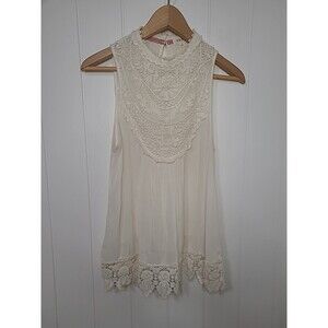 Womens Top Size Medium Ivory Romantic Fairy Lace Summer Whimsical Crochet